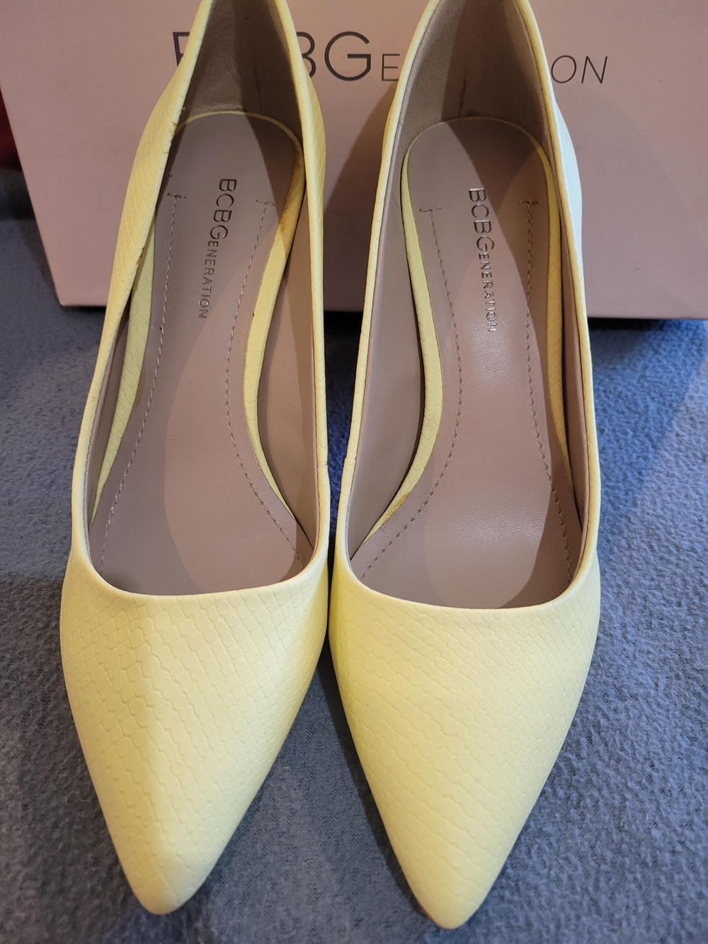 BCBGeneration Yellow Pointed Toe Pumps